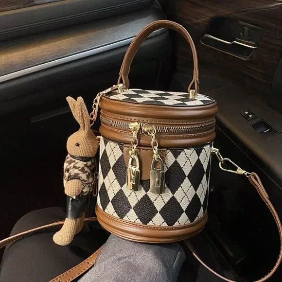 Quilted Lattice Crossbody Shoulder Bags for Women Small Tote Square Satchel Hand